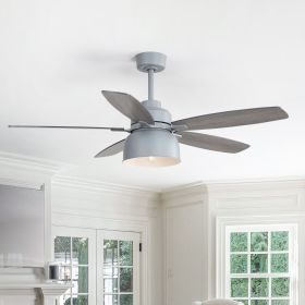 52-Inch Premium Cement Gray Ceiling Fan With Light,E26 Bulb Included,Remote Control,DC Motor,5 Plywood Blades