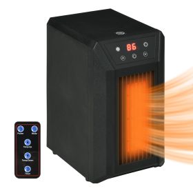 HOMCOM Portable Electric Space Heater 1500W Fast Heating Infrared Quartz Element Thermostat 3 Modes Remote 12h Timer