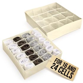 2 Pcs Sock Organizer for Drawer Underwear & Sock Drawer Organizer Divider with 40 Cell Dividers for Efficient Closet Organization & Storage Desig