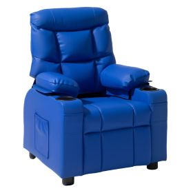 Kids Reclining Chair PU Leather Toddler Recliner with Cup Holder & Pocket