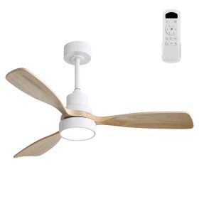 (Same as W882P183837) 48 Inch Indoor Ceiling Fan With Light 3 Solid Wood Blades Remote Control Reversible DC Motor For Living Room
