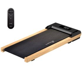 Soozier 2.5HP Walking Pad, Wood Under Desk Treadmill with Remote Control, Transport Wheels and LED Display for Home Gym Office