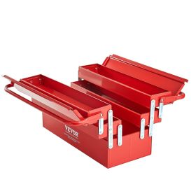 Tool Box 18-inch 3-Tier 5-Tray Folding Cantilever Toolbox with Handle Red
