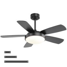 42 Inch Black Ceiling Fan with 22W LED Light and Remote Control MDF Blades Reversible DC Motor