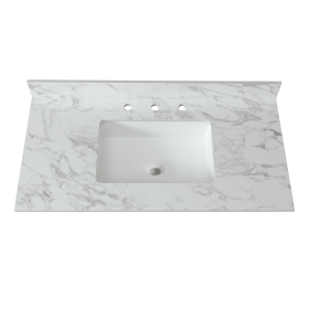 43"x22"Bathroom Vanity Top,sintered stone carra white Barthroom Vanity Sink Tops with Rectangular Undermount Ceramic Sink with Vanity Backsplash