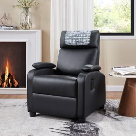 Recliner Chair, Classic and Traditional Manual Recliner Chair with Comfortable Arms and Back Single Sofa for Living Room, Black