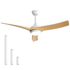 52 Inch Modern Ceiling Fan with 18W LED Light and Remote Control 3 ABS Blades DC Motor for Bedroom