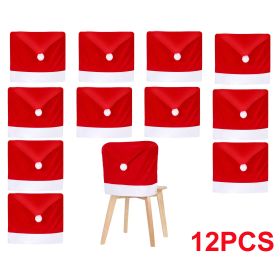 4pcs 12pcs Christmas Chair Covers Santa Hat Chair Covers Christmas Chair Back Covers (Option: 12pcs)
