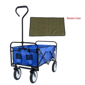 Folding Wagon Garden Shopping Beach Cart Blue (Color: Blue)