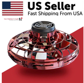 Flying Fidget Spinner Drone Ball UFO Stress Focus Hand Toy LED Kids & Adults (Color: Red)