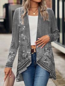 Shawl Small Suit Cardigan Outer Wear Ethnic Style (Option: Gray-S)