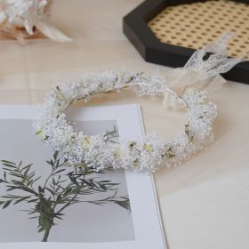 Baby's Breath Crown,Dried Flowers Crown,Bridal Crowns,Wedding Crown,Boho Bride Crown (Option: Child)