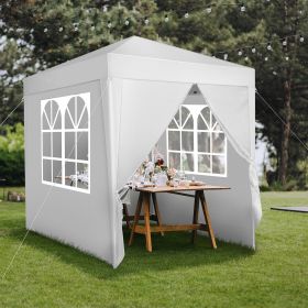 6.5x6.5ft White 4-sided -2 Doors And 2 Windows Folding Shed Oxford Cloth Spray Painted Iron Pipe Portable (Color: White)
