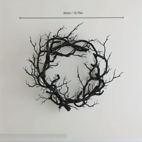 1pc, 15.75in Black Halloween Wreath, Black Wreath Halloween Door Wreath Decorations Halloween Party Decorations Halloween Ornament, Halloween Dec (Items: With Glitter Effect)