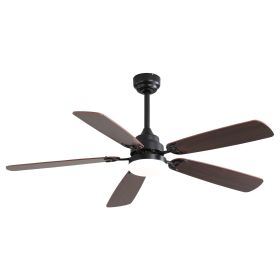 52 Inch Classics Ceiling Fan With Dimmable Led Light 6 Speed Wind 5 Blades Remote Control DC Motor For Indoor (Color: as Pic)