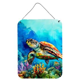 NEW Loggerhead Sea Turtle Wall or Door Hanging Prints Aluminum Metal Sign Kitchen Wall Bar Bathroom Plaque Home Decor Front Door Plaque, 12x16 (Default: Default)