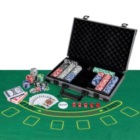 Texas Holdem Poker Chip Set for Use Family Recreations (Type: 400 Pieces, Color of Case: Black)