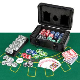 Texas Holdem Poker Chip Set for Use Family Recreations (Type: 300 Pieces, Color of Case: Black)