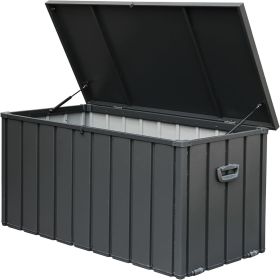 100 Gallon Outdoor Storage Deck Box Waterproof, Large Patio Storage Bin for Outside Cushions, Throw Pillows, Garden Tools, Lockable (Dark Gray) (Color: as Pic)