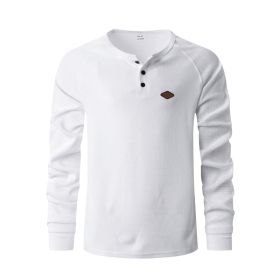 Waffle Buckle Quick-drying Raglan Henry Long Sleeve (Option: White-XXXL)